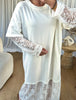 ROBE T-SHIRT DENTELLE BLANC