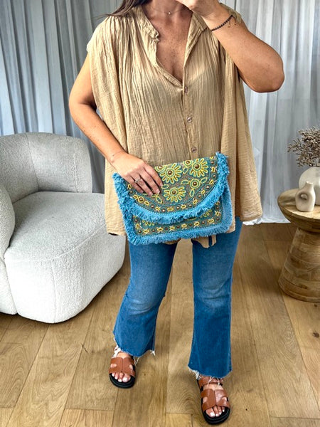 SAC POCHETTE INDIA BLEU