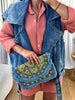 VESTE SANS MANCHES MOTARD EN DENIM BLEU