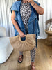 VESTE SANS MANCHES MOTARD EN DENIM BLEU
