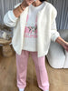 PANTALON AMPLE PINCE ROSE