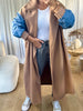 MANTEAU MANCHES DENIM CAMEL