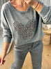 SWEAT COEUR LÉOPARD