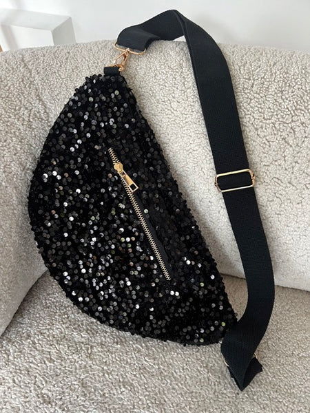 SAC BANANE SEQUIN NOIR