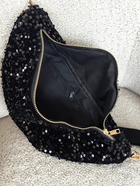 SAC BANANE SEQUIN NOIR