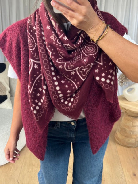 FOULARD BANDANA  BORDEAU