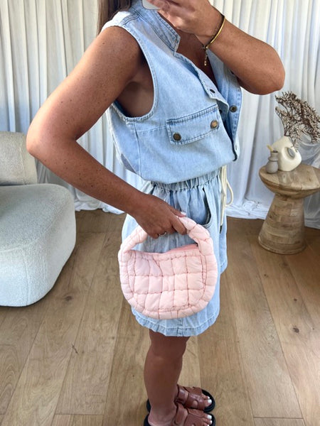 PETIT SAC MATELASSÉ ROSE PÂLE