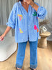 CHEMISIER MOTIFS FLUO BLEU