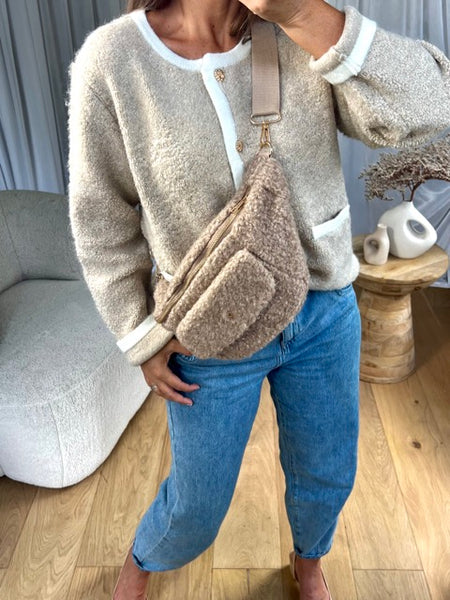 SAC BANANE BOUCLÉ TAUPE