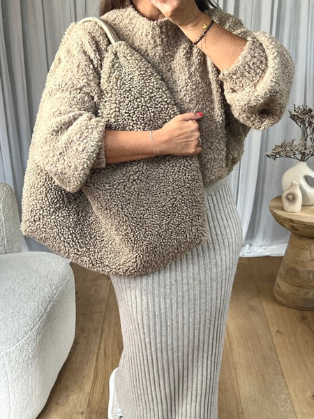 SAC BOUCLETTES HANSE CUIR TAUPE