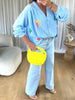 CHEMISIER MOTIFS FLUO BLEU