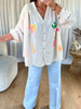 CHEMISIER MOTIFS FLUO BEIGE