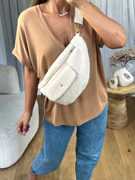SAC BANANE BOUCLÉ ÉCRU