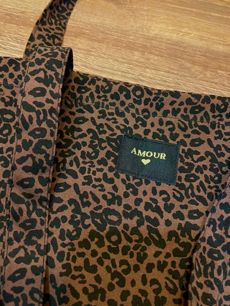 SAC CABAS AMOUR LÉOPARD MARRON