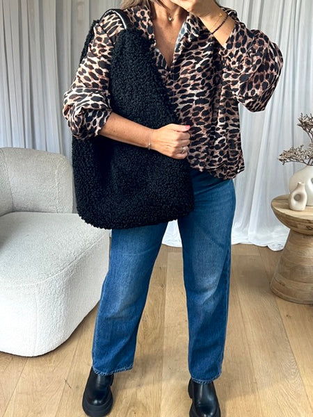 SAC BOUCLETTES HANSE CUIR NOIR