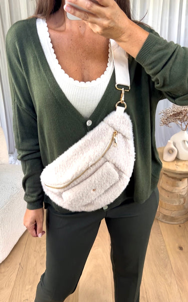 SAC BANANE BOUCLÉ ÉCRU