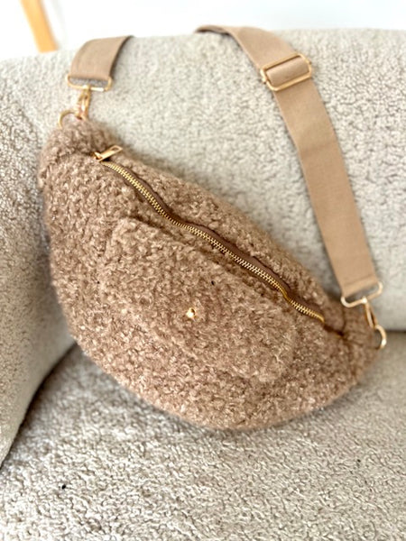 SAC BANANE BOUCLÉ TAUPE