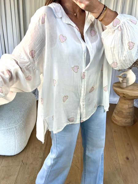 CHEMISE VOILE COEUR ROSE