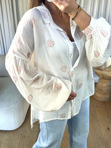 CHEMISE VOILE COEUR ROSE