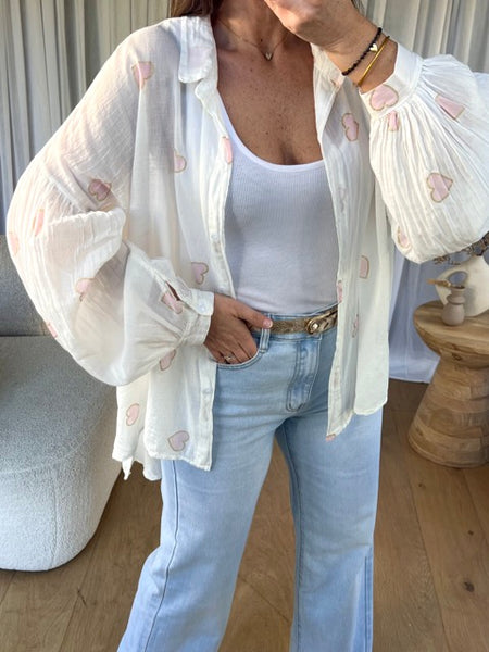 CHEMISE VOILE COEUR ROSE