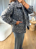 VESTE DENIM LÉOPARD GRIS