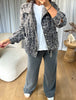 VESTE DENIM LÉOPARD GRIS
