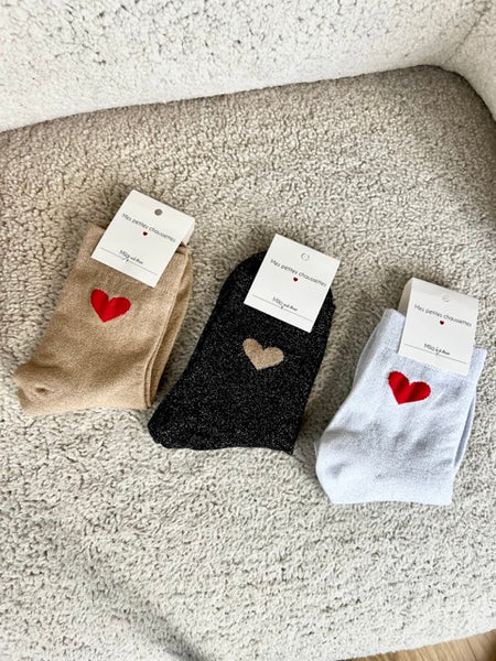 CHAUSSETTES COEURS BEIGE