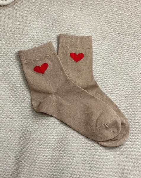CHAUSSETTES COEURS BEIGE