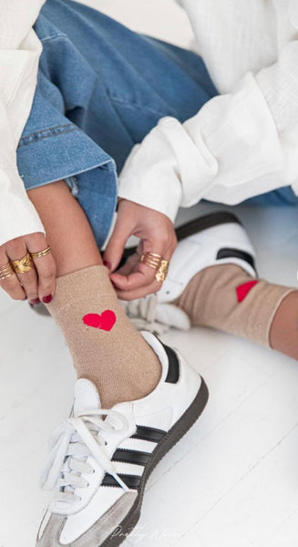 CHAUSSETTES COEURS BEIGE