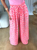 PANTALON GAZE DE COTON LÉOPARD ROSE