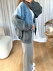 VESTE EN JEANS PULL GRIS