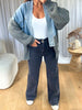 VESTE EN JEANS PULL GRIS