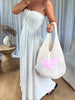 SAC CABAS CROCHET AMOUR ROSE