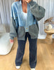 VESTE EN JEANS PULL GRIS
