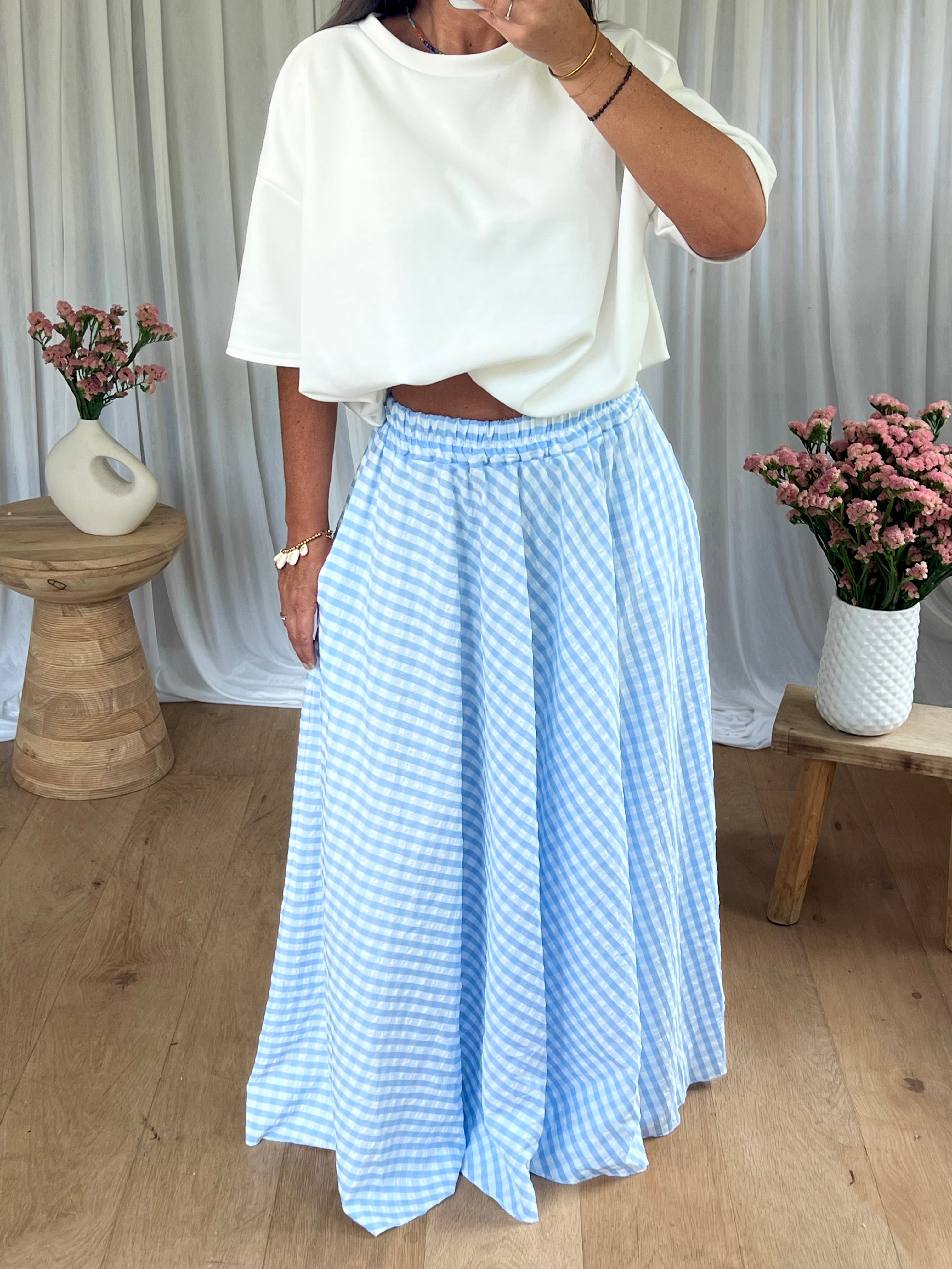 JUPE VICHY BLEU