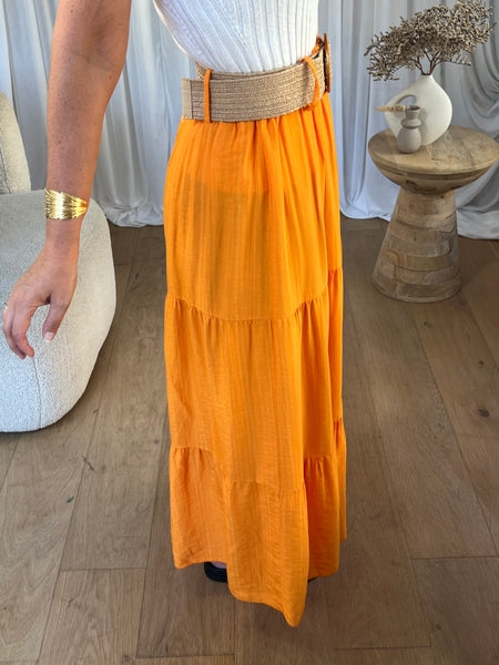 JUPE VOLANT CEINTURE ORANGE