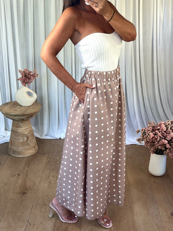 JUPE POIS BEIGE