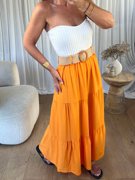 JUPE VOLANT CEINTURE ORANGE