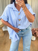 CHEMISE BOUTONS BIJOUX BLEU