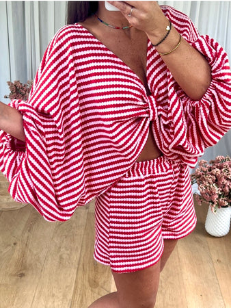 ENSEMBLE CROCHET NOEUD ROUGE