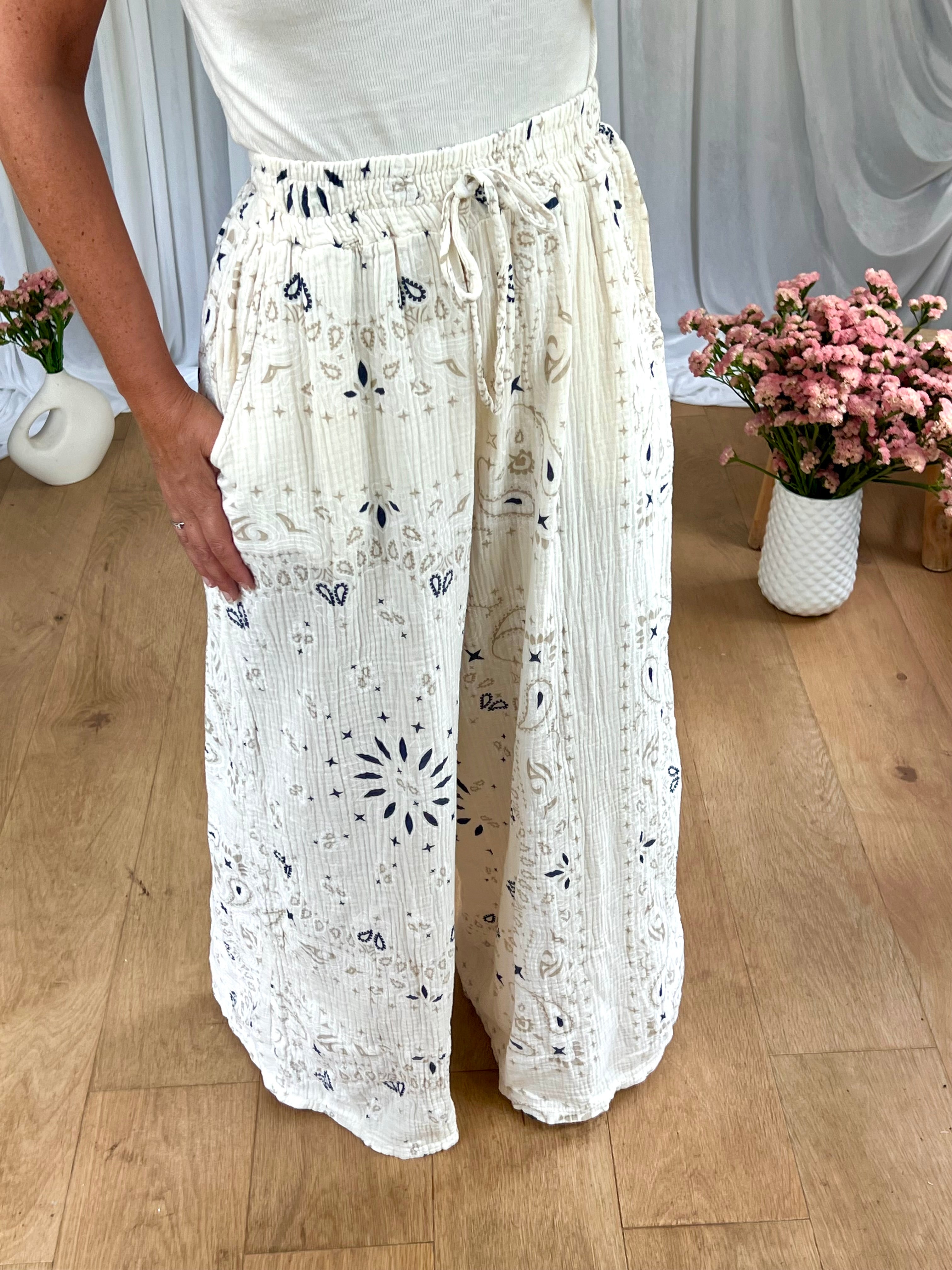 PANTALON GAZE BANDANA BEIGE