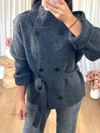 GILET COL MONtANT GRIS