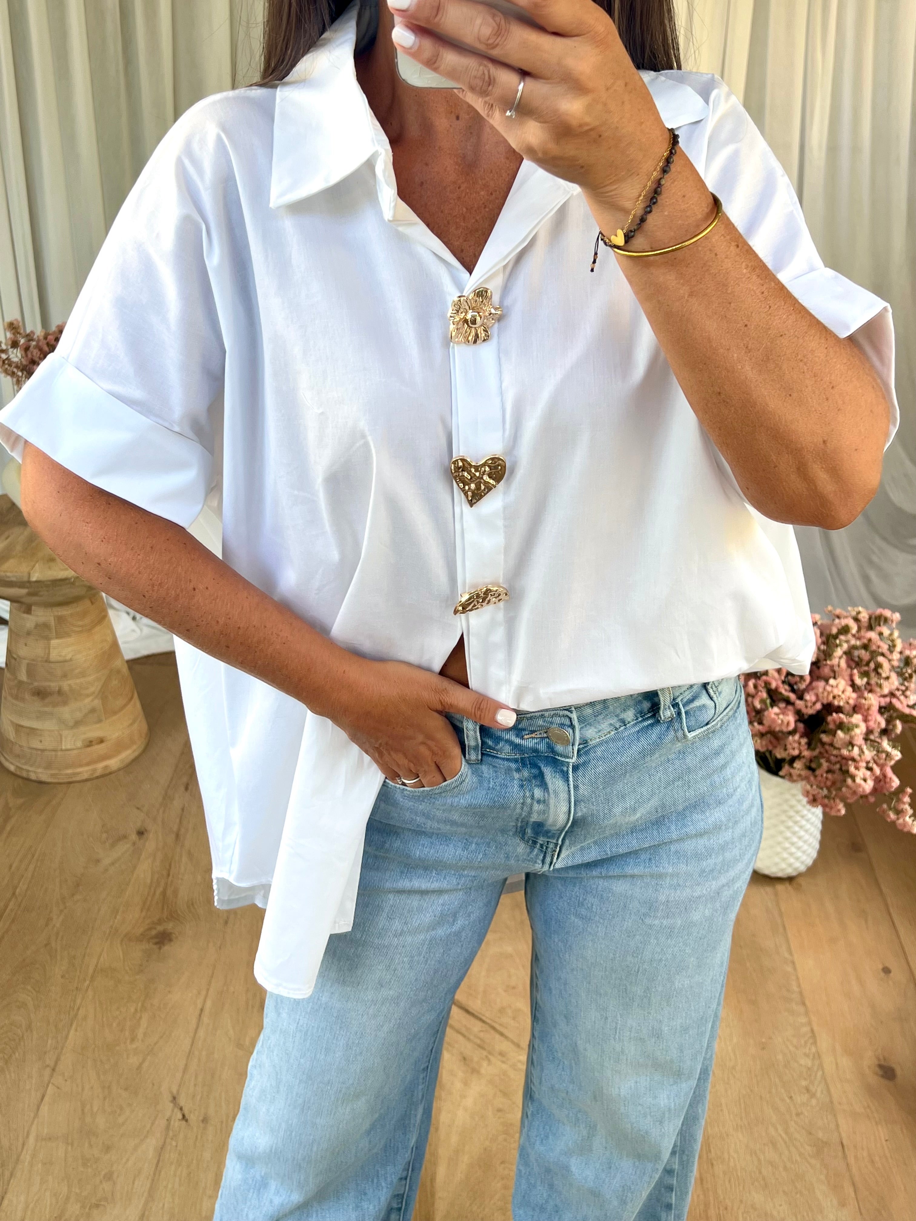 CHEMISE BOUTONS BIJOUX BLANC