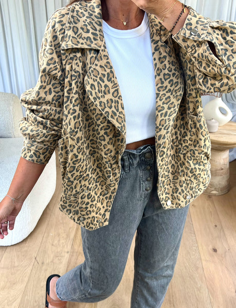 VESTE DENIM GRUSS LÉOPARD