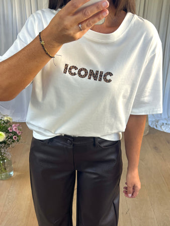T-SHIRT ICONIC LÉOPARD BLANC