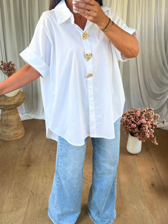 CHEMISE BOUTONS BIJOUX BLANC