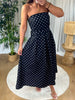 ROBE BUSTIER POIS NOIR