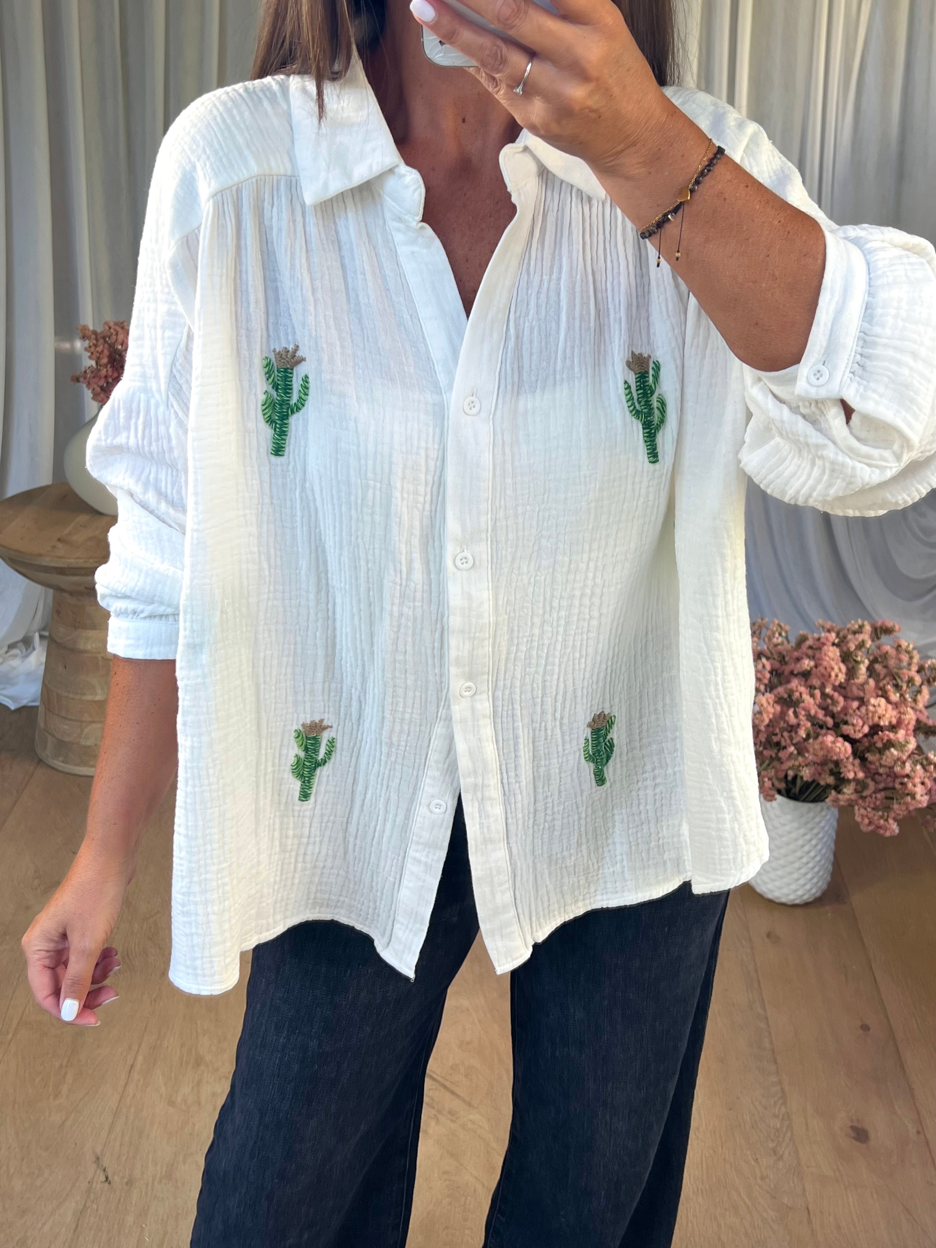 CHEMISE GAZE CACTUS