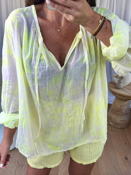 BLOUSE TOILE DE JOUY JAUNE