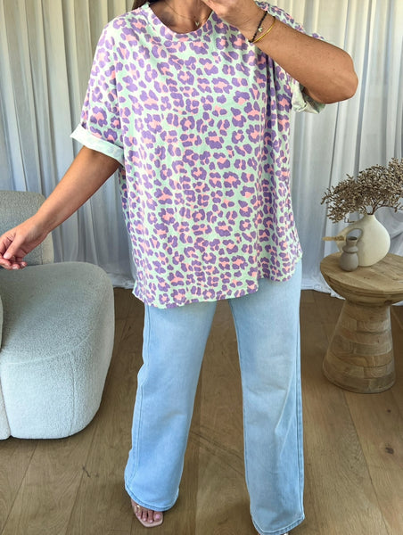 T-SHIRT LÉOPARD BLEU